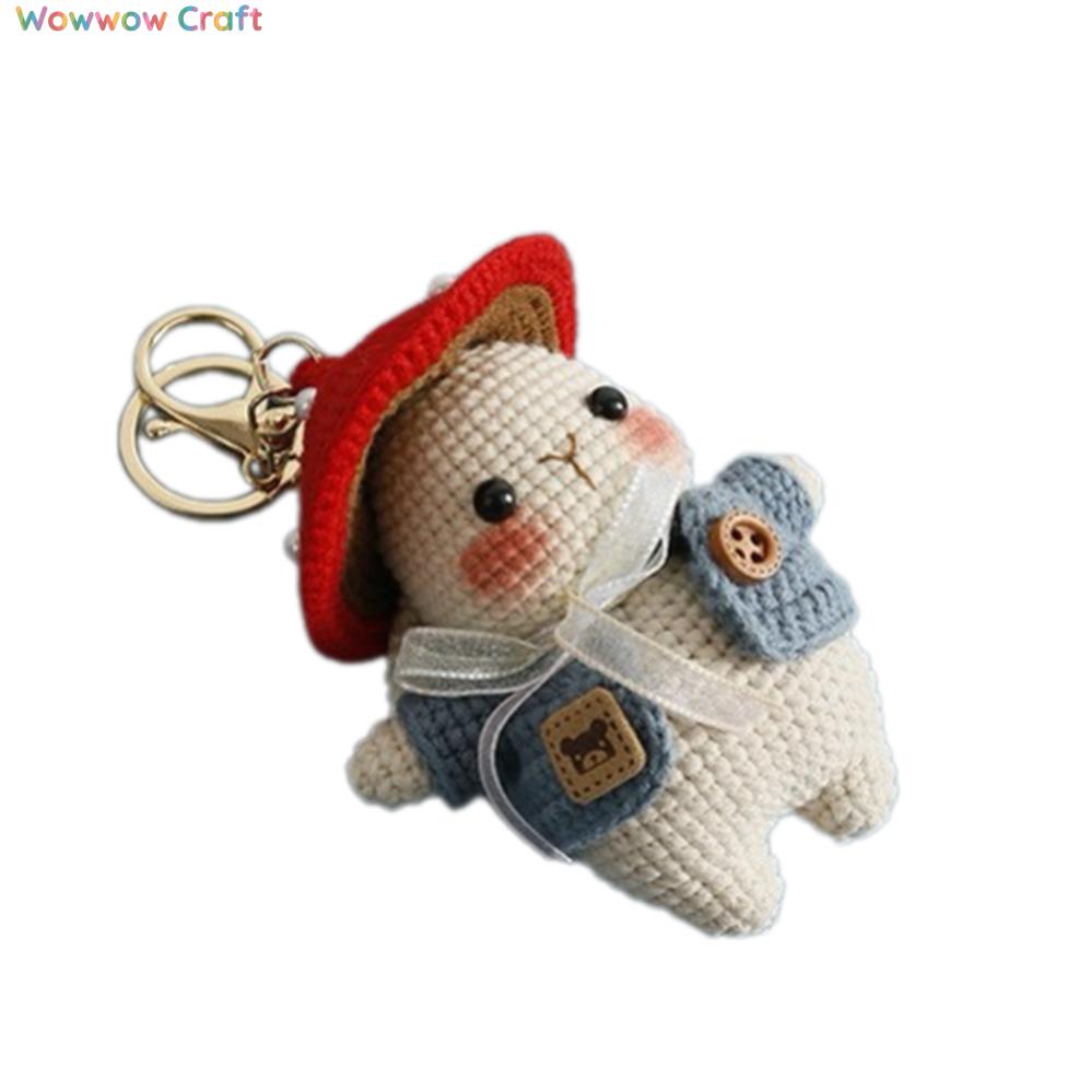 Pendants,Crochet Doll,Cute Hand-crocheted Mushroom Rabbit Doll - Hand-crocheted Pendant Keychain